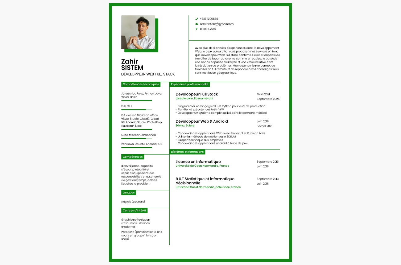 cv développeur web